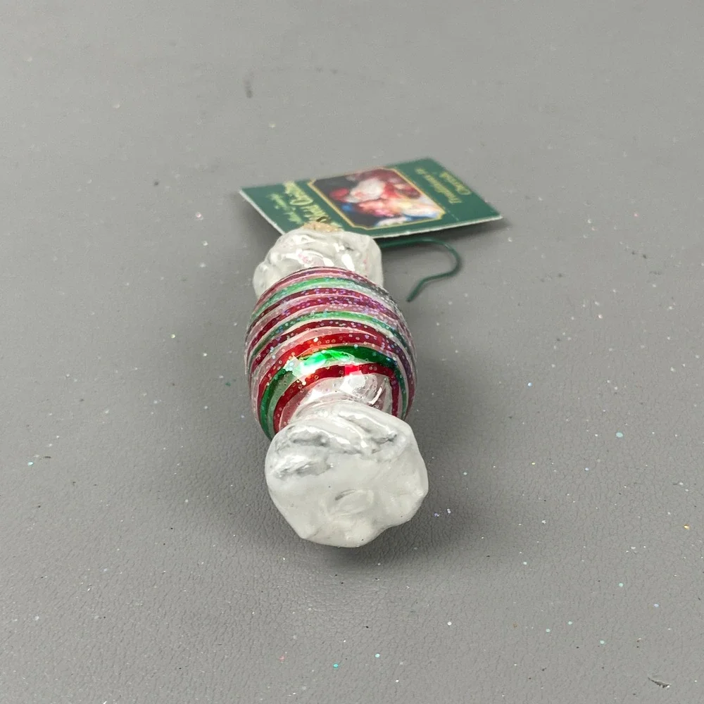 3 Old World Christmas Glass Candy Holiday Food Glitter Ornaments Red & Green